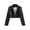 Black, variant on Womens PU Leather Jacket Blazer Wet Look Lapel Long Sleeve Cropped Motorcycle Coat Black S