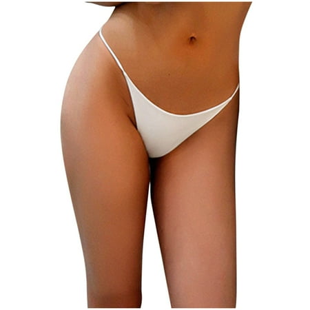 

BIZIZA Women s Thongs Sexy Bikini Low Rise Underwear Seamless Comfort Panty White L