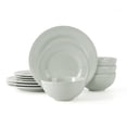 thumbnail image 2 of Mainstays Darby 12-Piece Stoneware Dinnerware Set Green, 2 of 9