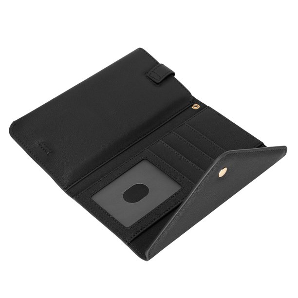 Flip Wallet Cover Bag Funda De Cuero Para Teléfono, Flip Leather Phone Shell Funda Protectora A Prueba De Golpes Resistente A Los Arañazos Para Teléfonos De Menos De 6,8 Fyydes Negro