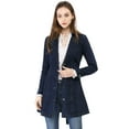 thumbnail image 3 of INSPIRE CHIC Manteau Trench en Denim pour Femmes à Revers Cranté, Boutonné devant, Ceinturé, 3 of 6