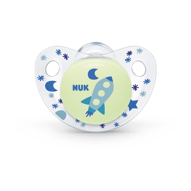 NUK CuteasaButton GlowintheDark Orthodontic Pacifiers, Boy, 06