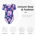 thumbnail image 6 of Rateoe colorful Skull mushroom rainbow Printed Women Rash Guard Short Sleeve,Tummy control Swimsuit Surfing Swimsuit Bathing Suit Short-sleeved Onesie UPF 50+, 6 of 6