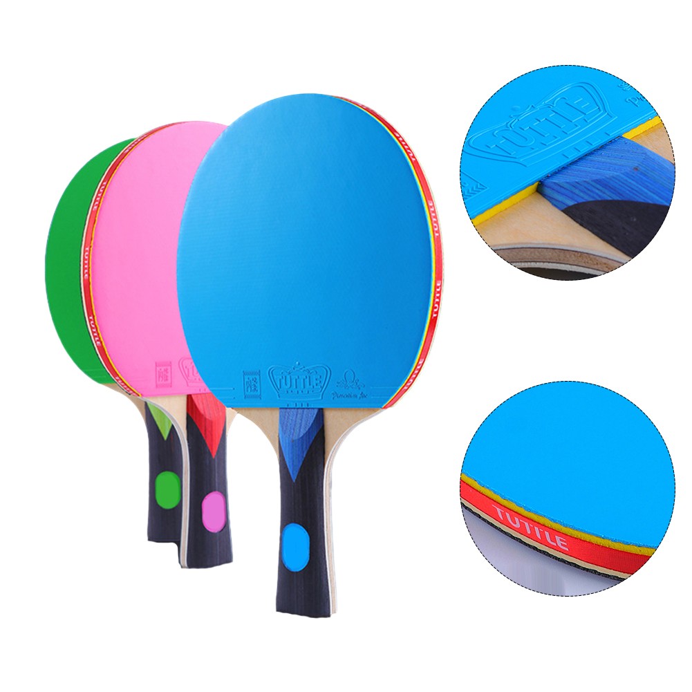 Strong Spin Control Table Tennis Racket 7 Ply wood Bat FL Long handl Colorful Pink