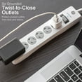 thumbnail image 2 of GE Surge Protector Power Strip, 10 Ft Extension Cord, 6 Outlet Extender, 800 Joules, Flat Plug, Twist-to-Close Safety Covers, ETL Listed, White, 14092, 2 of 4