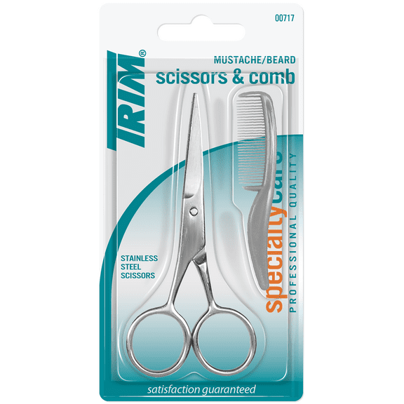 TRIM Personal Stainless Steel Mustache & Beard Scissors with Comb