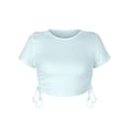 thumbnail image 7 of Xuanfei Women Side Drawstring Lace Up Crew Neck Short Sleeve Cropped Top, 7 of 7