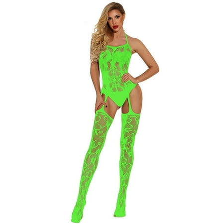 BOOMILK Crotchless Bodysuits for Women Mesh Underwear Hollow Fishnet BabyDoll Underwear Nightwear