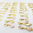 thumbnail image 2 of 30Pairs Clip-On Charms Set for Jewelry Making, Pink Enamel Gold Dangle Charms with Lobster Clasp, Interchangeable Charms for Earrings Bracelets Necklaces, Crochet Stitch Markers, Shoe Charms Craft, 2 of 6