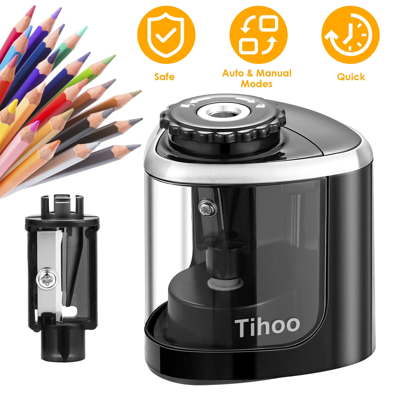 iMounTEK Electric Pencil Sharpener Auto Manual Pencil Sharpener Pencil Sharpener Battery Powered Pencil Sharpener Portable Pencil Sharpener for Wood Graphite