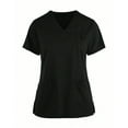 thumbnail image 5 of WTOBBY Women's Short Sleeve V-Neck Scrubs Set with Pockets, Solid Color Nursing Uniform, 2-Piece Medical Workwear for Healthcare Professionals, Practical Duty Wear,Black XL, 5 of 5