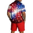 thumbnail image 4 of Youpwaven Men's 250th Anniversary Patriotic Outfit Set, Commemorative Short Sleeve Button Down Shirt & Mesh Shorts, 2-Piece USA Flag Celebratory Suit, 4 of 6