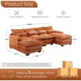 thumbnail image 2 of BISHE U-Shaped Sectional Cloud Sofa, 110" Chenille Modular Couch with Double Chaise, 4-Seater Comfy Sleeper Sofa for Living Room, Modern Oversized Upholstered Furniture, Orange, 2 of 6