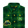 thumbnail image 3 of John Deere Tractor Flannel Shacket with Fleece Lining Plaid Toddler to Little Kid, 3 of 5