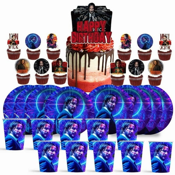 John Wick Birthday Cups Party Supplies Plates Decorations Cake Topper Decor