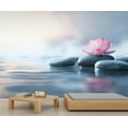 thumbnail image 2 of Zen Garden Wall Mural - Water Lily Wall Murals, Basalt Stones Hd Photo For Living Room Bedroom, Zen Mural 79"W x 55"H (Not Peel and Stick), 2 of 6
