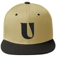 thumbnail image 2 of Daxton Classic Snapback Hat 3D Capital Alphabet Letters Flat Bill Visor Cap, Khaki Black Hat Black Letter U, 2 of 3