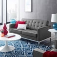 thumbnail image 2 of Contemporary Modern Urban Designer Living Room Lounge Club Lobby Loveseat Sofa, Faux Vinyl Leather, Grey Gray Silver, 2 of 4