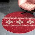 thumbnail image 2 of Red Knit Snowflake Pattern Round Area Rugs for Bedroom Living Room, 3FT Soft Indoor Circle Carpets, Carpet Home Decor Floor Mat, 2 of 6
