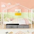 thumbnail image 4 of Gymax Full Size Metal House Bed w/ 2 Fabric Drawers Heavy-Duty Platform Bed White, 4 of 10