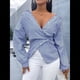 thumbnail image 5 of Blusa de Verano para Mujer, , con Rayas y Botones en la Parte Delantera, de Larga. Azul XL, 5 of 10