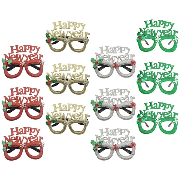LOLIPPYY 12 Pairs Assorted Plastic Eyeglass Frames for New Year Celebration Decorative Accessories