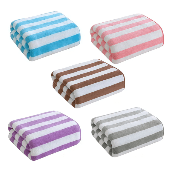 5pcs Toallas Baño de Cuerpo Completo Grande 140x70cm ralladas diferentes Malubero,  Multicolor