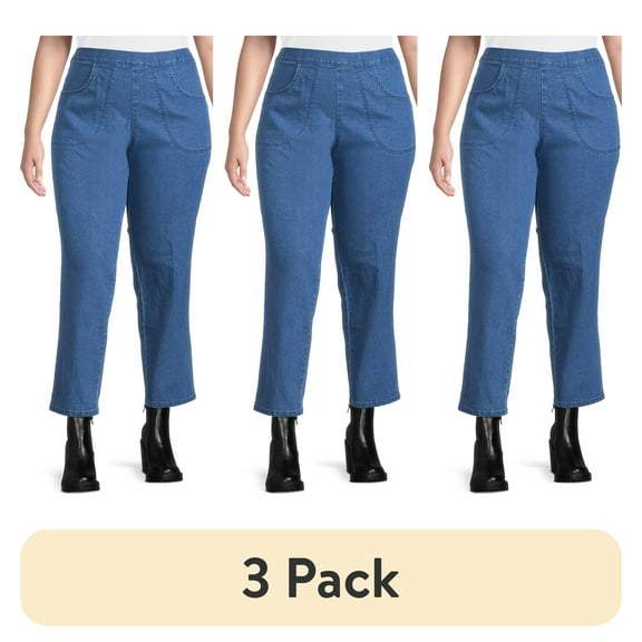 (3 pack) JMS Just My Size by Hanes Women's Plus Size 2 Pocket Pull On Pants, Single and 2 Pack
