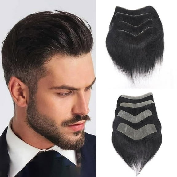 0.06mm Thin Skin Mens Frontal Toupee For Forehead Human Hair V Shape Invisible Frontal Full PU Hairline Hairpiece Patch For Man