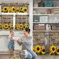 thumbnail image 3 of Sunflower Kitchen Curtain Valance and Tiers Set Farmhouse Flower Rod Pocket Kitchen Tier & Valance Set 3 Piece Floral Rustic Wooden Live Love Laugh Window Curtain Valance Tier Set 54 in x 36 in, 3 of 6