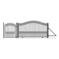ALEKO Yard Garden Steel Sliding Driveway Gate 14 ft with Pedestrian Gate London Style Black