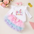 thumbnail image 5 of Ulitacool Girl'S Outfits Birthday Outfit Long Sleeve Romper Skirt And Hair For First Year Celebration Party Photoshoot Sweet Wear White 6-9 Months, 5 of 9