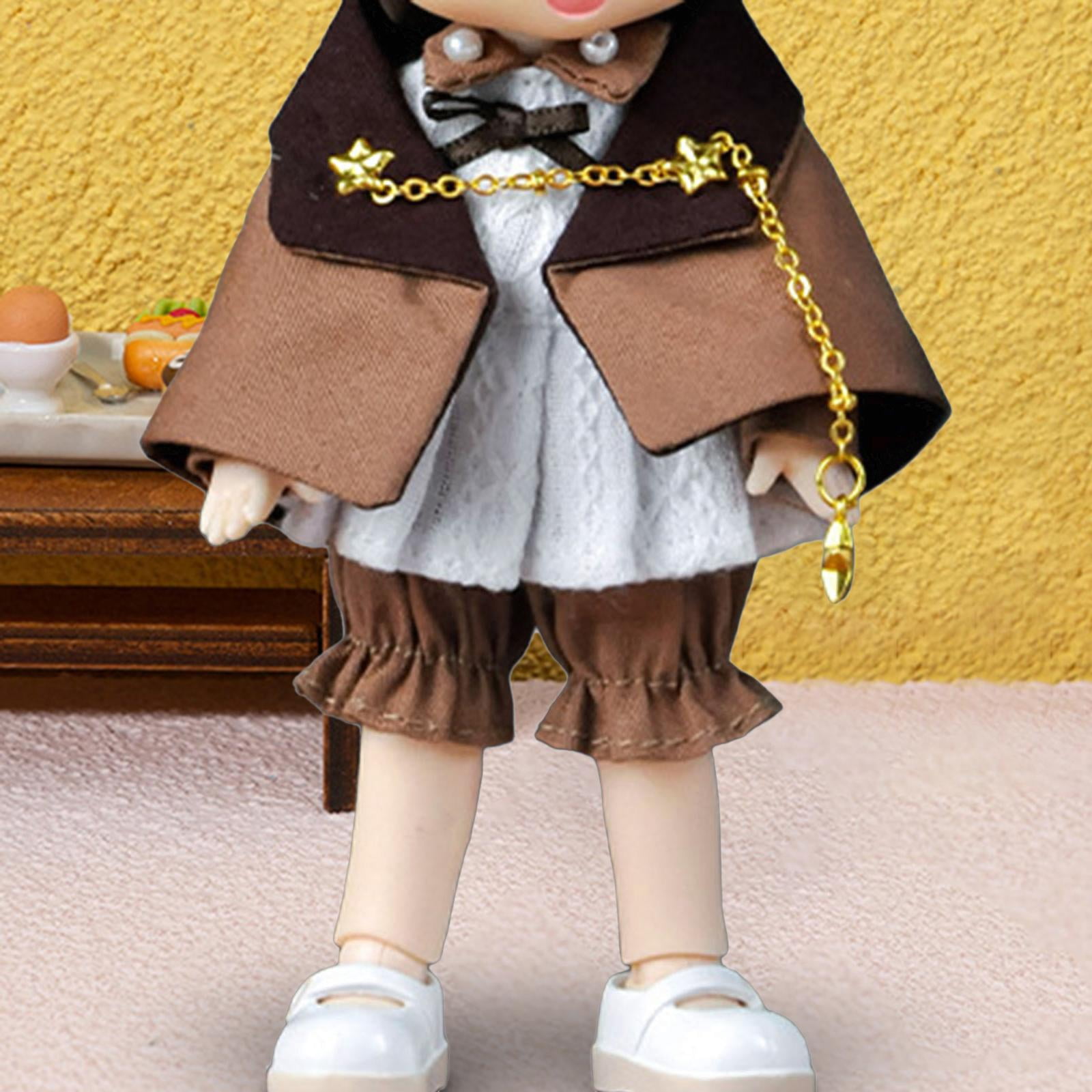 Ropa Para Muñeca LABUBU De 17 Cm - Set De 3 Piezas: Sombrero, Overol Y Cámara Pequeña - Color Amarillo - Accesorios De Tela Suaves - (Muñeca No Incluida