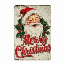 Vintage Santa Claus Face Metal Tin Sign Iron Foil Engraving Christmas Wall Decor Festive Holiday Laughter for Home 8x12 inch