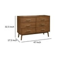 thumbnail image 5 of Benjara Roma 47 inch Wide Dresser, 6 Drawers, Nickel Handles, Walnut Brown Wood, 5 of 5