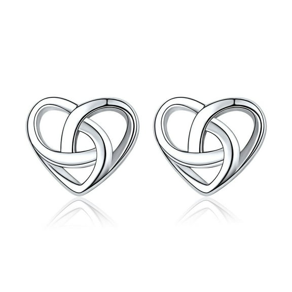 ChicSilver 925 Sterling Silver Celtic Knot Stud Earrings Set Celtic Heart Ear Studs Irish Jewelry Hypoallergenic