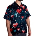 thumbnail image 2 of Valentine's Day Love ECG Men's Casual Short Sleeve Printed Button Down Spread Collar Tops Summer Beach Shirts Unisex, 2 of 6
