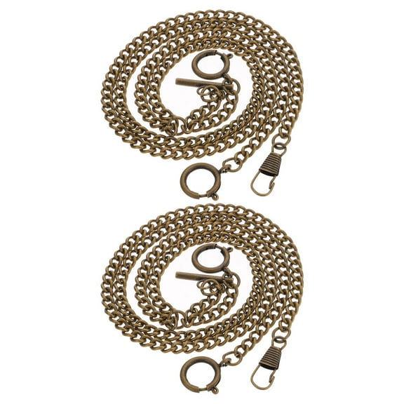 Masteelf 2pcs Hanging Pocket Watch Chain Decorative Clothing Chain For Jean Wallet Clothing Accessories (44cm)