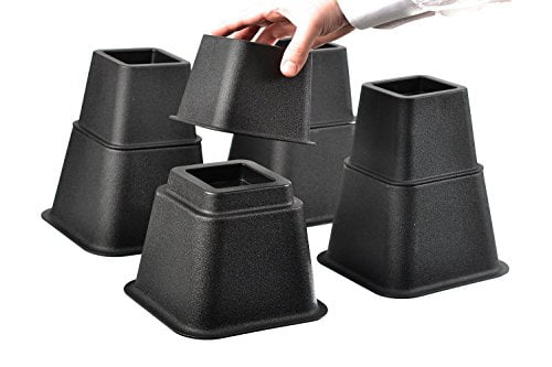 Black 3 inch Height Large Riser Opening Fits Any Home Furniture with 4 Legs Fenteer 4 Piece Set Heavy Duty Bed Risers Extra Bed Under Storage