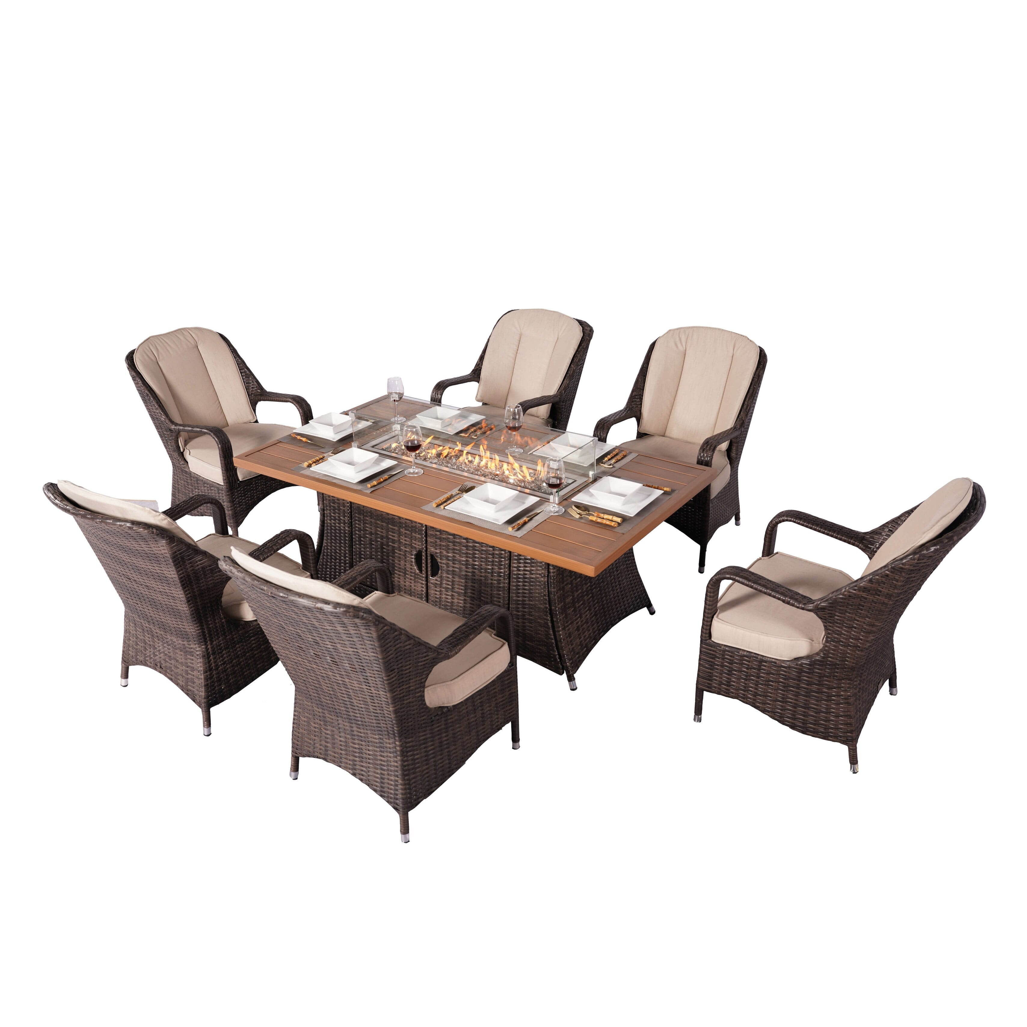 Moda Furnishings Modern PE Wicker and Aluminium Patio Dining Sets with
