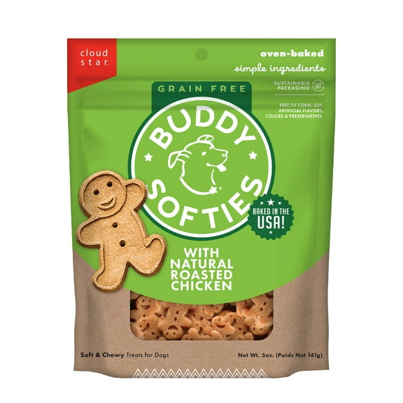 Buddy Biscuits Softies Soft & Chewy Grain Free Dog Treats, Roasted Chicken, 5 oz. Bag