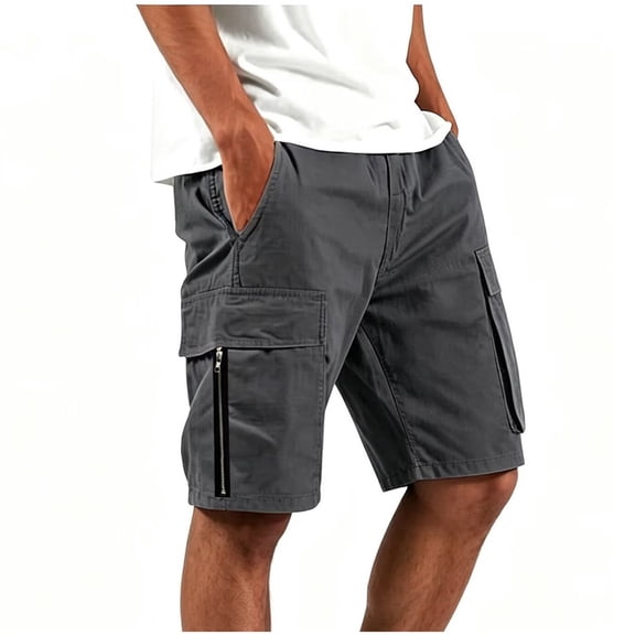 Mens Lightweight Shorts Jerdar Men's Casual Twill Cargo Shorts Zip Fly Cotton Elastic Waist Loose Fit Drawstring Short