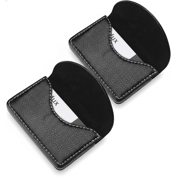 Emlimny 2 Pack Leather Business Card Holder for Men Credit Card Holder for Women Holds 25 Business Cards,Pocket Name Card Case Holder with Magnetic Shut, RFID Blocking Name Card Organizer