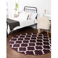 thumbnail image 2 of Unique Loom 3128640 10 x 10 Pi Philadelphia Treillis Tapis Rond&44; Violet Foncé, 2 of 2
