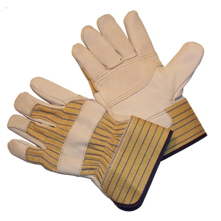G & F Leather Palm Work Gloves 2302L-3 Rubberized Safety Cuff  1 Pair  Large