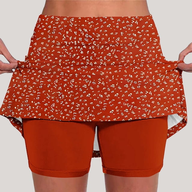 TaTaai Women Printed Sports Yoga Shorts High Waist Skinny Jogger Skort with Pockets Polyester Lightweight Stretchy Summer Daily Home Casual Wear Gift