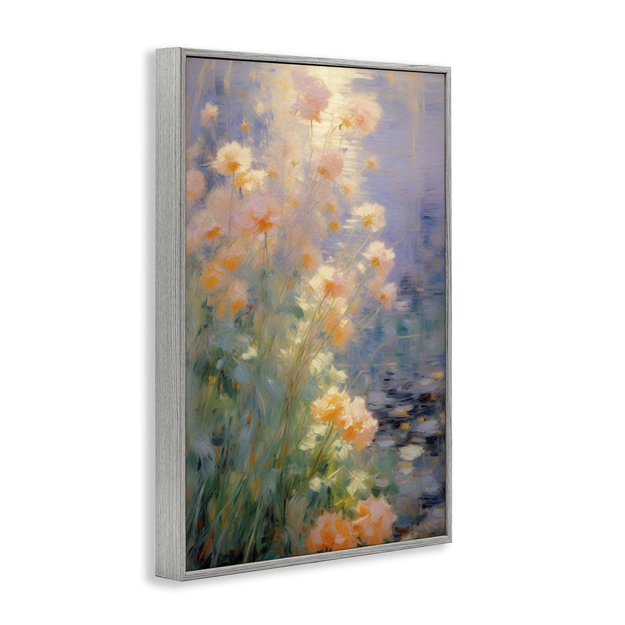 Stupell Industries Sunlit Pastel Blossoms Impression Gray Framed Giclee Art, design by Angie Hawke