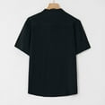 thumbnail image 4 of Miluxas Men's Tees Summer Casual Cotton Linen Shirt Solid Men's Button Neck Short Sleeve Shirt Male T Shirts Black XXL(XXL), 4 of 6