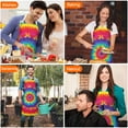 thumbnail image 4 of Rainbow Tie Dye Mandala Pattern Apron-Garden Aprons for Women with Pockets-Cotton Linen Waterproof Kitchen Cooking Gardening Aprons Adjustable for Kitchen,Cooking,BBQ and Salon 33x27 Inch, 4 of 7