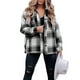 thumbnail image 5 of Camisa A Cuadros Para Mujer, Abrigo De Invierno Con Botones De Fibra De Poliéster Y Manga Larga Para El Hogar ANGGREK Negro M, 5 of 5